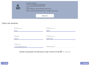 Cita Online - Datos del paciente