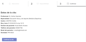 Cita Online - Datos de la cita